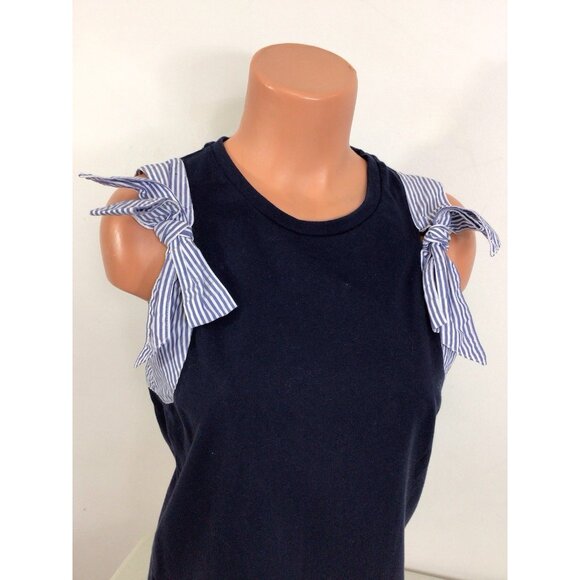 J Crew Blouse Top Stripe Bow Trim Womens Medium - Picture 2 of 7
